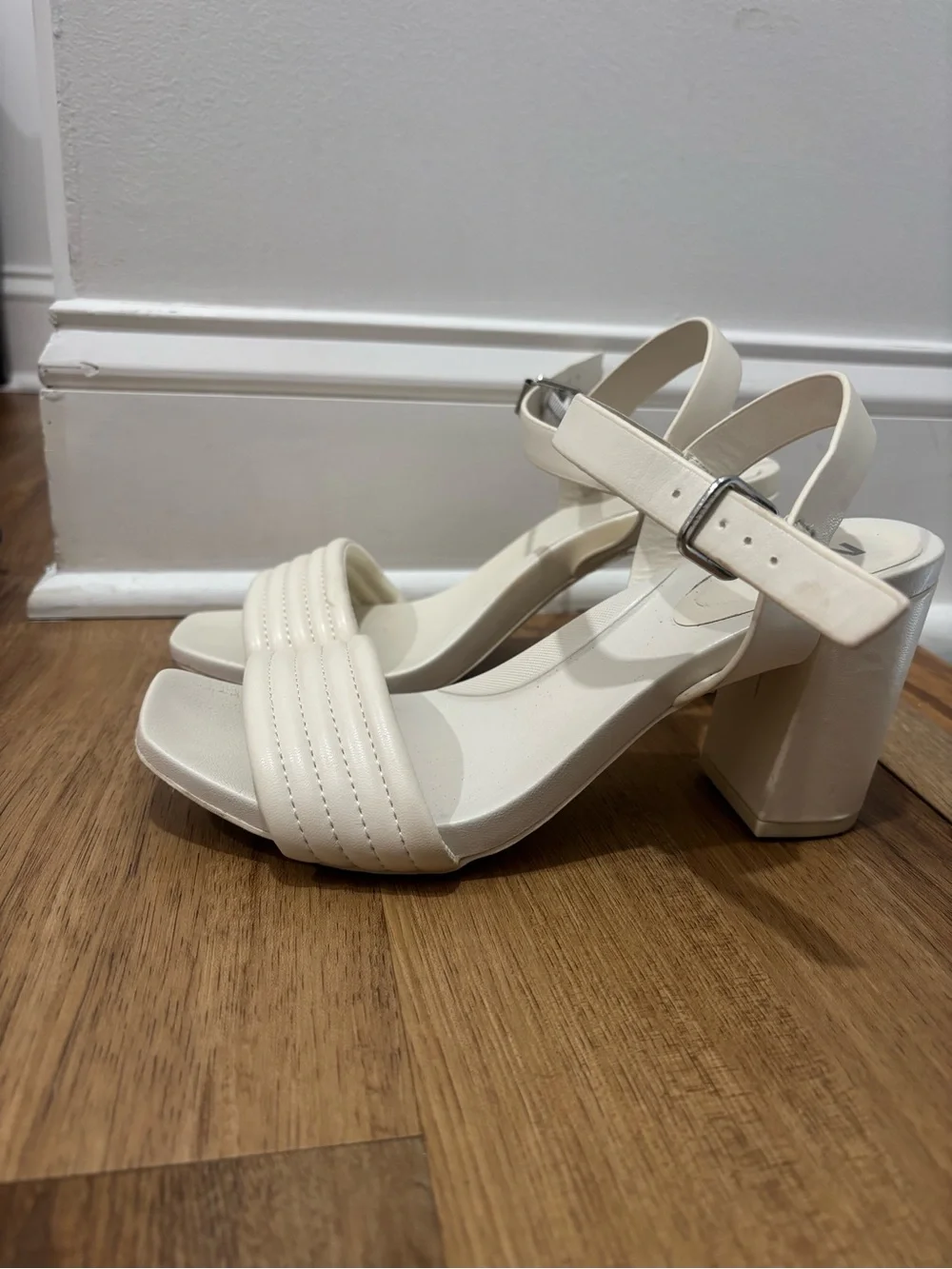 MIA White Strappy Block Heel Sandals